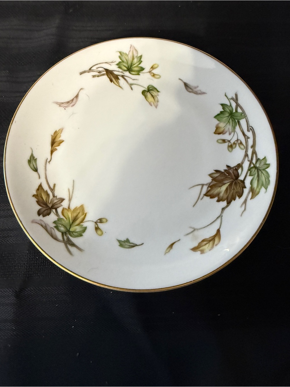 Vintage Wentworth China Autumn salad plates set of 3 pattern 7516 gold rim 8 “